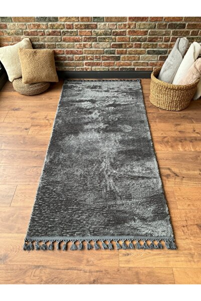 Artenova Covor antracit, Four, 80x300 cm, poliester, gros, lavabil, antiderapant