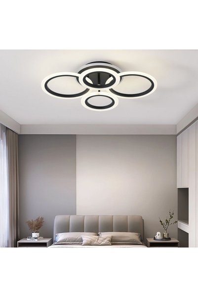 proled Lustră LED cu telecomandă 104W, Negru, Design RGB Circular