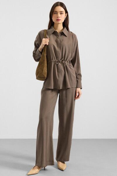 Olcay Казуална риза с пристегната талия HAKİ 9413