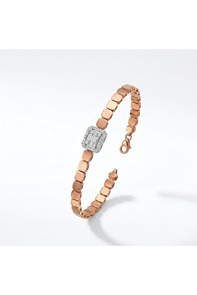 Rose Gold Zincir Zarif Taş Detaylı Bileklik