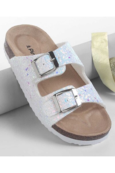 Pine kids Slip On Sequins Detailing Party Sandal - White