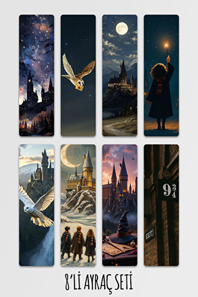 Anime Marketi Harry Potter Temalı Ayraç Seti 8'li Kitap Ayracı Seti 14,50x5cm...