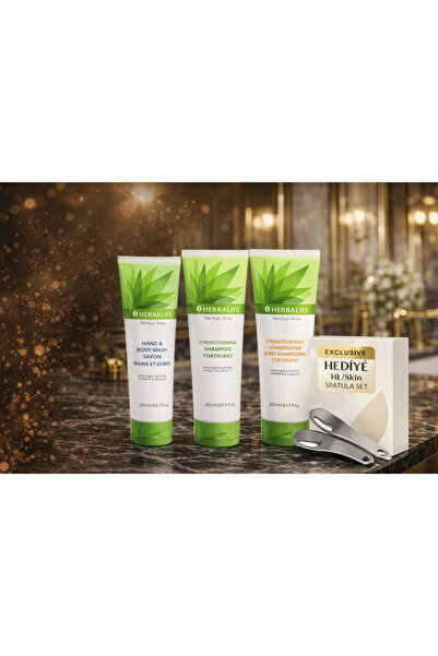 Herbalife Herbal Aloe 3’lü Premium Bakım Seti + Spatula Hediyeli Günlük Cilt ...