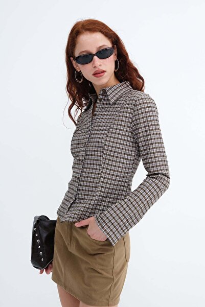 Addax Kareli Düğmeli Gömlek G18061