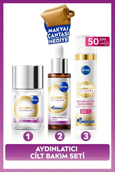 NIVEA SPF50 Luminous630 Leke Karşıtı Yüz Kremi 40ml, Aydınlatıcı Serum 30ml v...