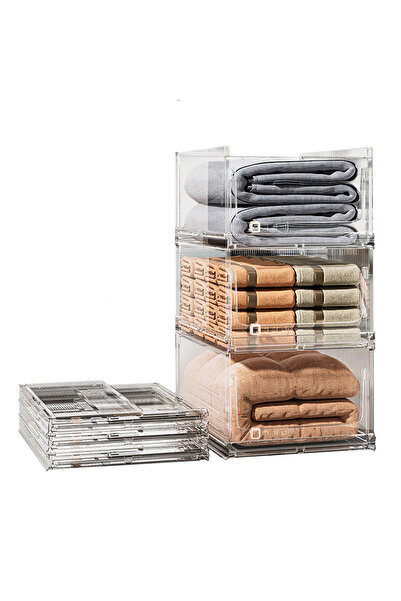 EqiEch سلة تخزين بلاستيكية قابلة للتكديس، حاوية تخزين قابلة للطي في الأدراج، ...