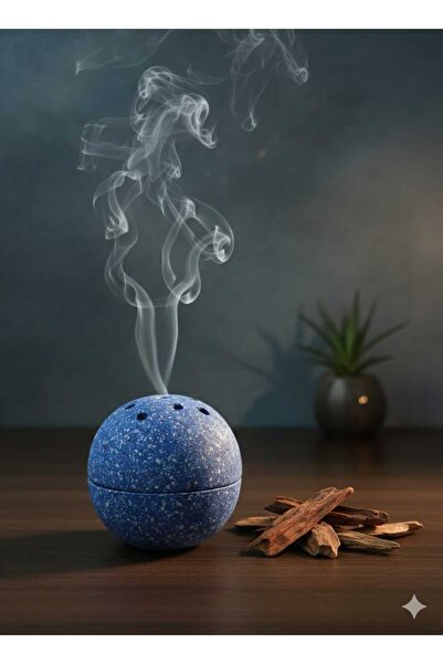 alreef geft Modern spherical terrazzo incense burner in blue dotted