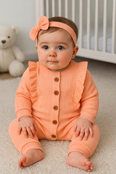 MBK GARDEN Ruffled Ribana Transitional Baby Rompers - Bandana Newborn/3/6/9 M...