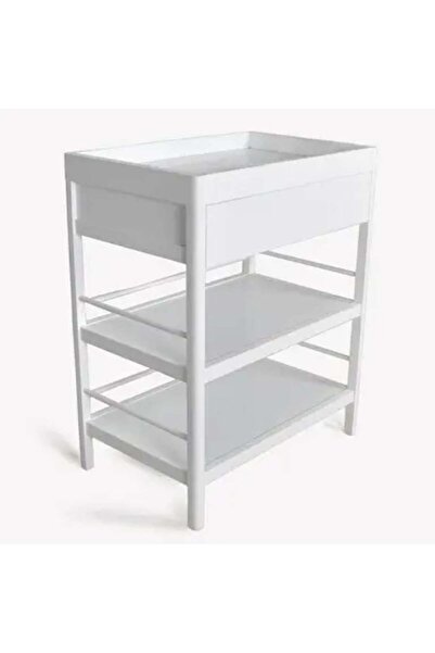 Generic بيبي شاين طاولة غيار خشبية للأطفال مع درج مدمج و 2 رف - أبيض