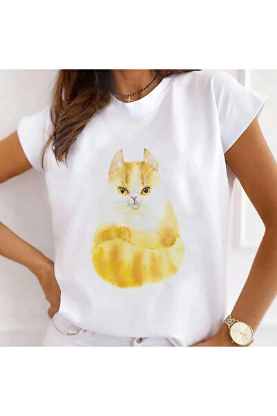 Kartier Tricou Dama Alb Mad Cat