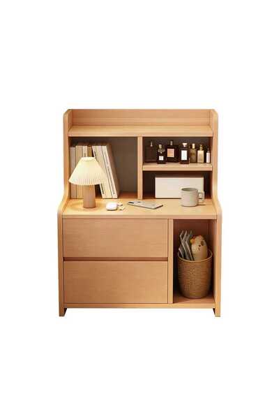 EqiEch Bedside Table,Nightstand with Double Drawers and Open Shelves,Multi-La...