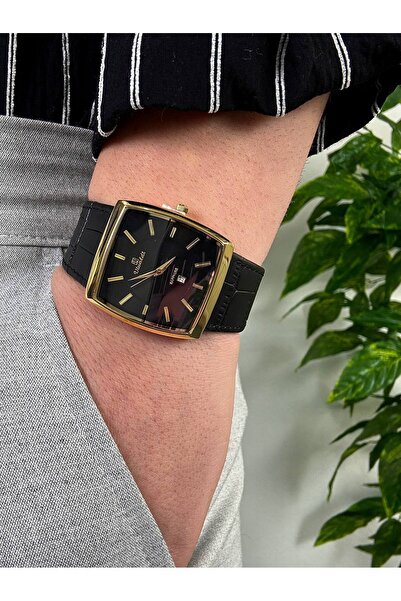 Arvens Vintage Black Dial Black Men's Wristwatch Stainless Steel Case Leather...