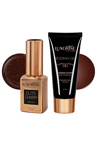 LUXORISE Set Polygel și bază de cauciuc, vin caramel -
