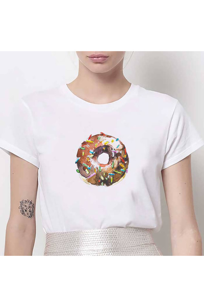 Kartier Tricou Dama Alb Glitter Donut