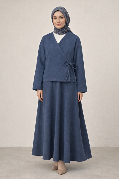 Kirazgym Skirted Cashmere Kimono Set - Indigo