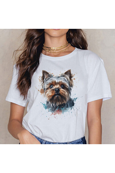 Kartier Дамска бяла тениска с йоркширски териер