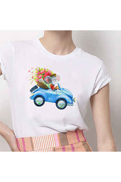 Kartier Women's White T-Shirt Flower Delivery