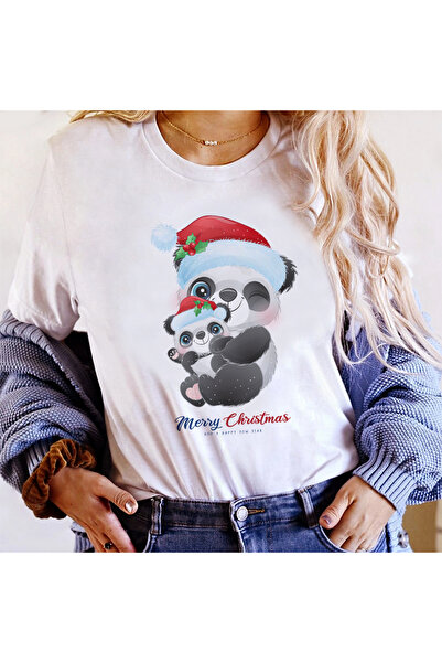 Kartier Tricou Dama Alb Panda Christmas