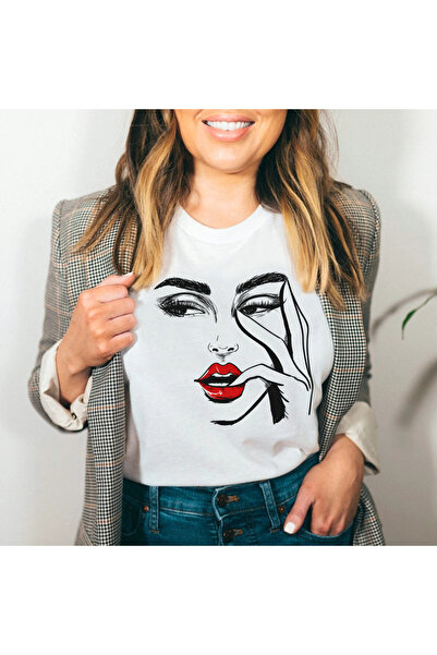 Kartier Women's White Cute Face T-Shirt