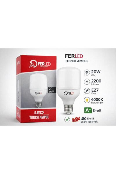 Ferled 20W Torch LED Ampul 4000K Naturel Işık – Yüksek Lümen Güçlü Aydınlatma...