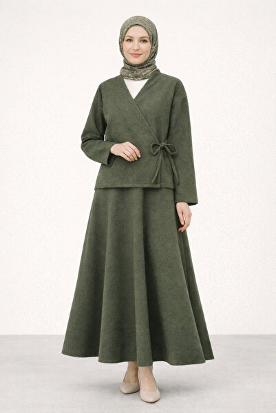 Kirazgym Skirted Cashmere Kimono Set - Khaki