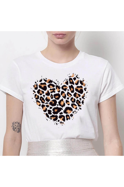Kartier Tricou Dama Alb Leopard Heart