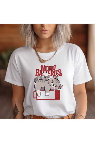 Kartier Tricou Dama Alb Cat Battery