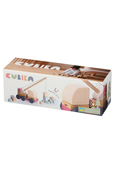 CUBIKA Jucarie din lemn, Cubika, Macara Magnetica - Pastel