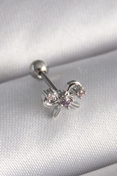 Skygo ثقب الزنمة بشريط فضي 316L مع تفاصيل حجر الزركون - TJ-PR1265