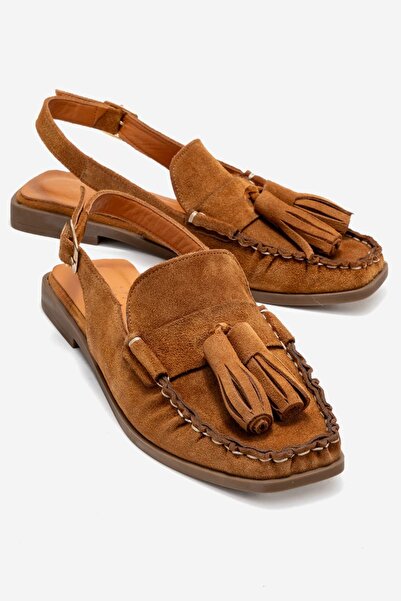 Zeynep Sıradağlı Chris Women's Genuine Leather Sandals Tan Suede