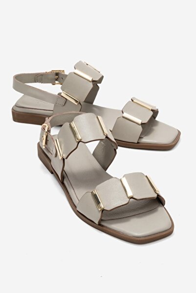 Zeynep Sıradağlı Γυναικεία σανδάλια Cullen από γνήσιο δέρμα σε γκρι χρώμα