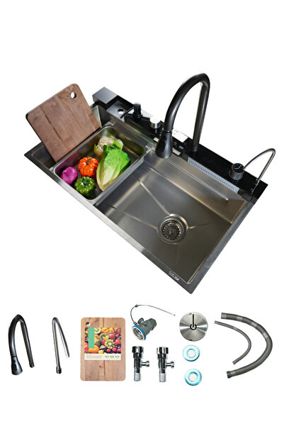 sharpdo حوض مطبخ منزلق بتصميم شلالي، محطة عمل