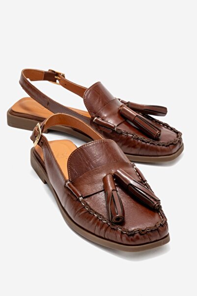 Zeynep Sıradağlı Chris Kadın Hakiki Deri Sandalet Taba