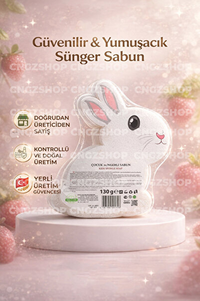 CNGZSHOP Strawberry Milkshake Scented Rabbit-Shaped Sponge Soap |   130 Gr