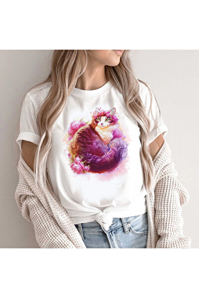 Kartier Tricou Dama Alb Watercolor Kitty