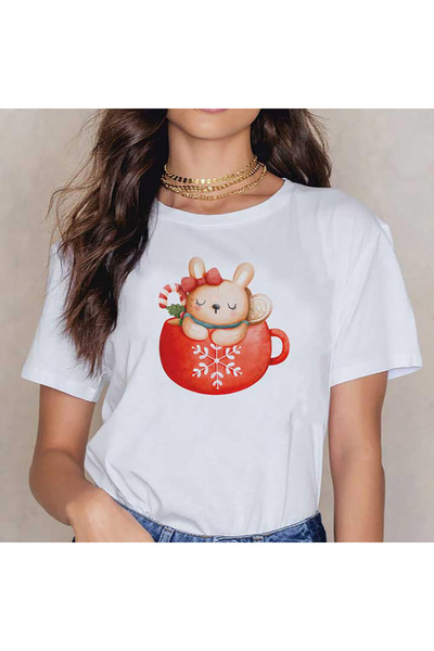 Kartier Tricou Dama Alb Christmas Rabbit Mug