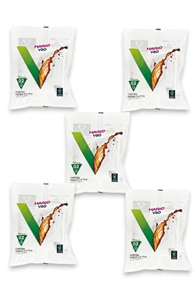 Hario فلتر ورق القهوة V60، 100 ورقة بيضاء، مجموعة من 5 قطع، مقاس 02، إجمالي 5...