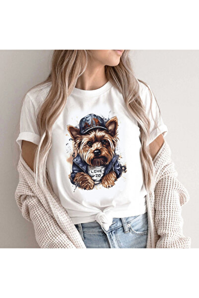 Kartier Дамска бяла тениска със сладко куче йоркширски териер