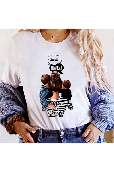 Kartier Tricou Dama Alb Super Mama Of Boys