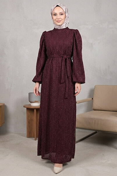 Kirazgym Rochie de damă cu mâneci elastice, cu dungi argintii, cu curea, pent...