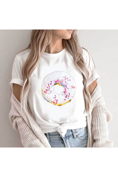 Kartier Women's White Cream Donut T-Shirt
