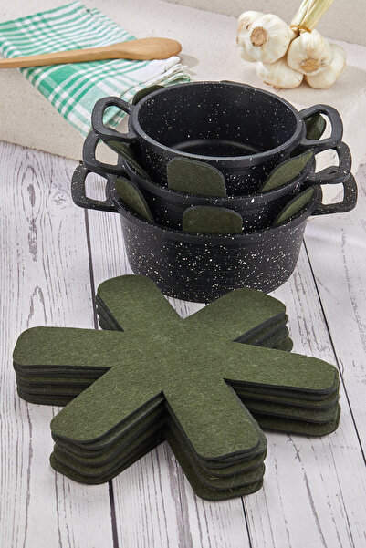 pure age 12'li Tava tencere koruyucu yeşil yıldız keçe seti