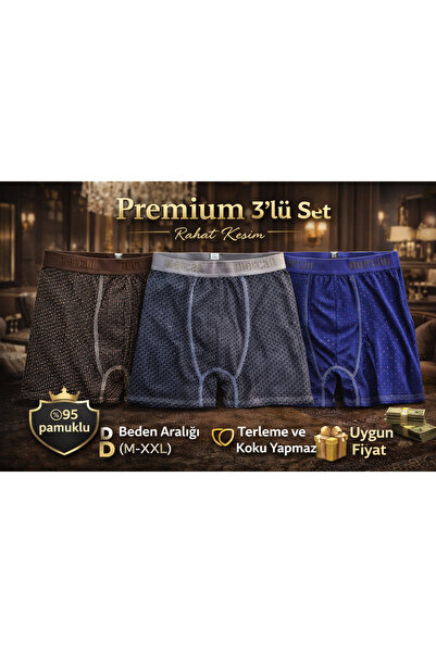 Mercan Flexible Cotton 3-Piece Boxer Set - Premium, Comfort, and Well-Being
