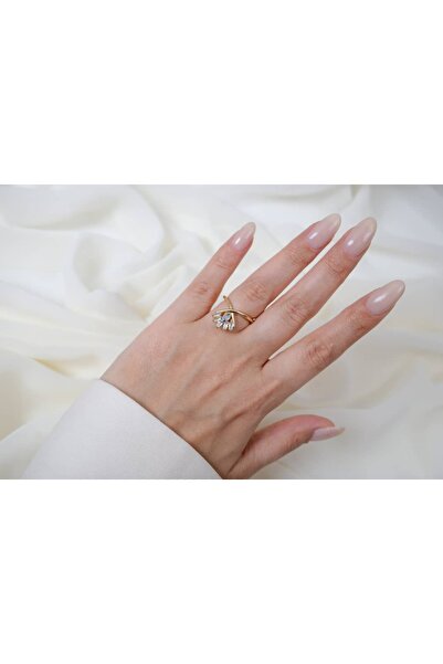 ATELİER TUĞBA Yzk276 Gold Color Shiny Eye Detail Adjustable Ring