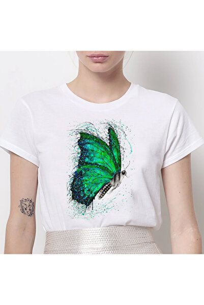 Kartier Tricou Dama Alb Green Butterfly