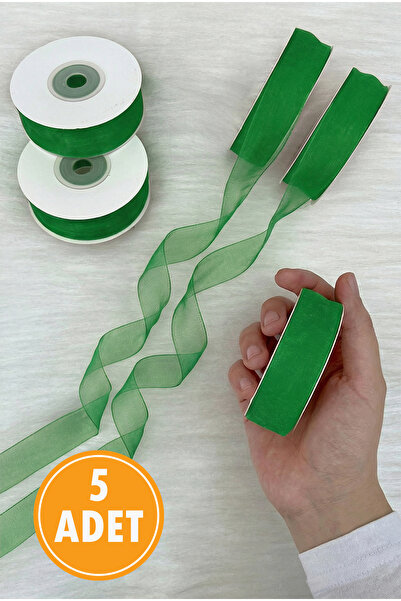 ZEYMERADE 5 штук органзи тасьма зелена 2 см 22 м, пакунок, заручини, придане,...