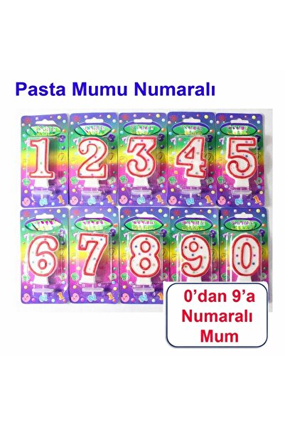 Candle Renkli Kenarlı Rakamlı Pasta Mumu - 0'dan 9'a Seçenekli(Soru sor satıc...
