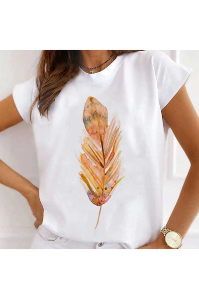 Kartier Tricou Dama Alb Watercolor Feather