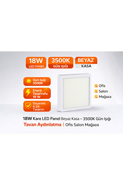Ferled 18W Kare LED Panel Beyaz Kasa – 3500K Gün Işığı Tavan Aydınlatma | Ofi...