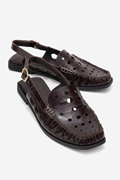 Zeynep Sıradağlı Chance Women's Genuine Leather Sandals Brown